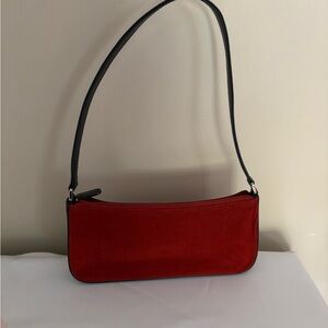 Chic Red Shoulder Bag with Black Strap